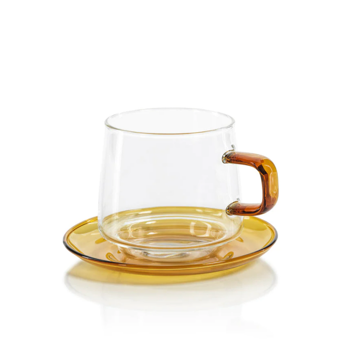 BAGLIONI GLASS TEA & COFFEE CUP W/ SAUCER SET