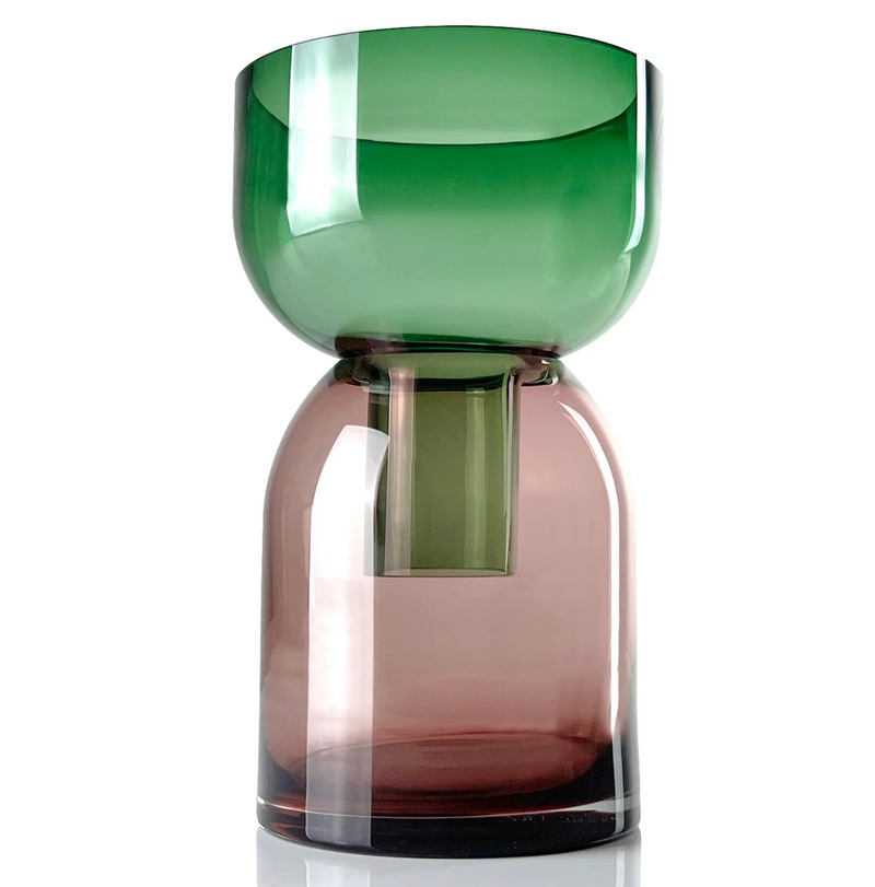 Large Flip Vase Green and Pink