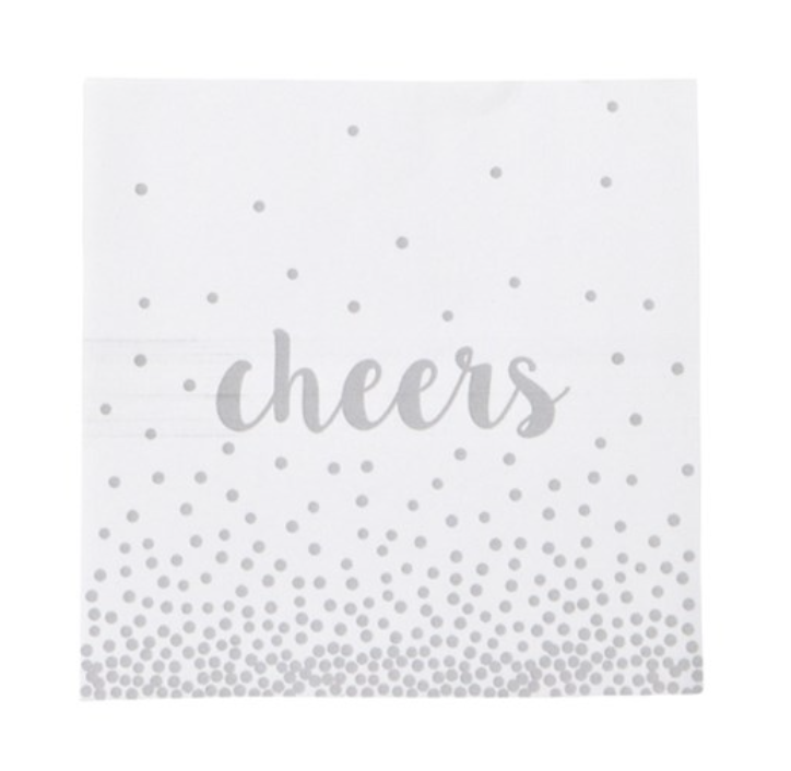 Cheers Napkins Pk 100 Silver