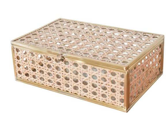 Natural Cane Wicker Jewelry Decor Box (Medium)