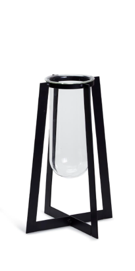 Vase with Criss-Cross Metal Stand