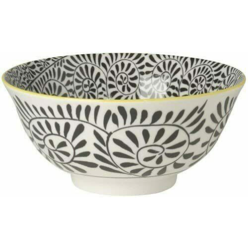 Bowl 6inch Black Vines