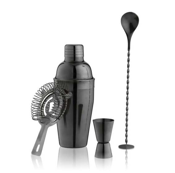 GUNMETAL BLACK BARWARE SET BY TRUE