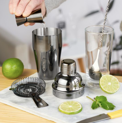 GUNMETAL BLACK BARWARE SET BY TRUE