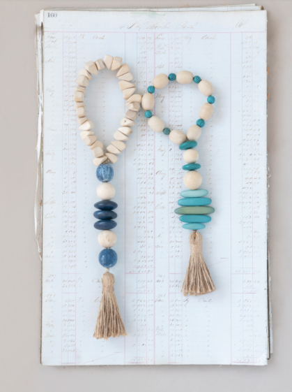 Wood Beads with Jute Tassels