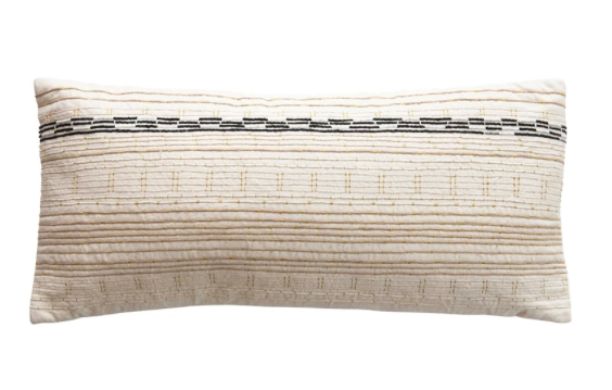 Embroidered Cotton Pillow Natural