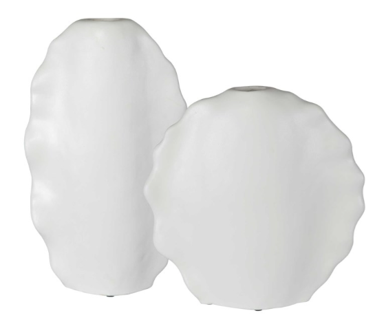 Ruffed Feathers Vases White