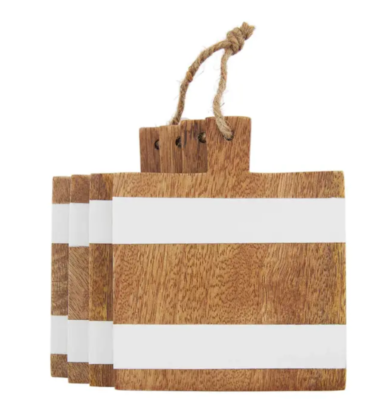 Sq Wood White Coaster Set