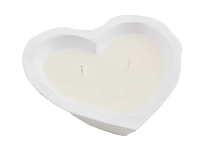 White Heart Bowl Candle