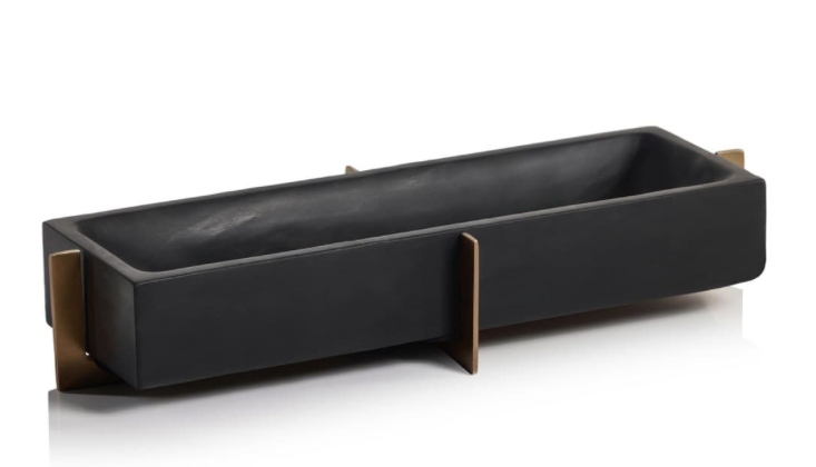 Nairobi Black Marble Tray on Metal Base