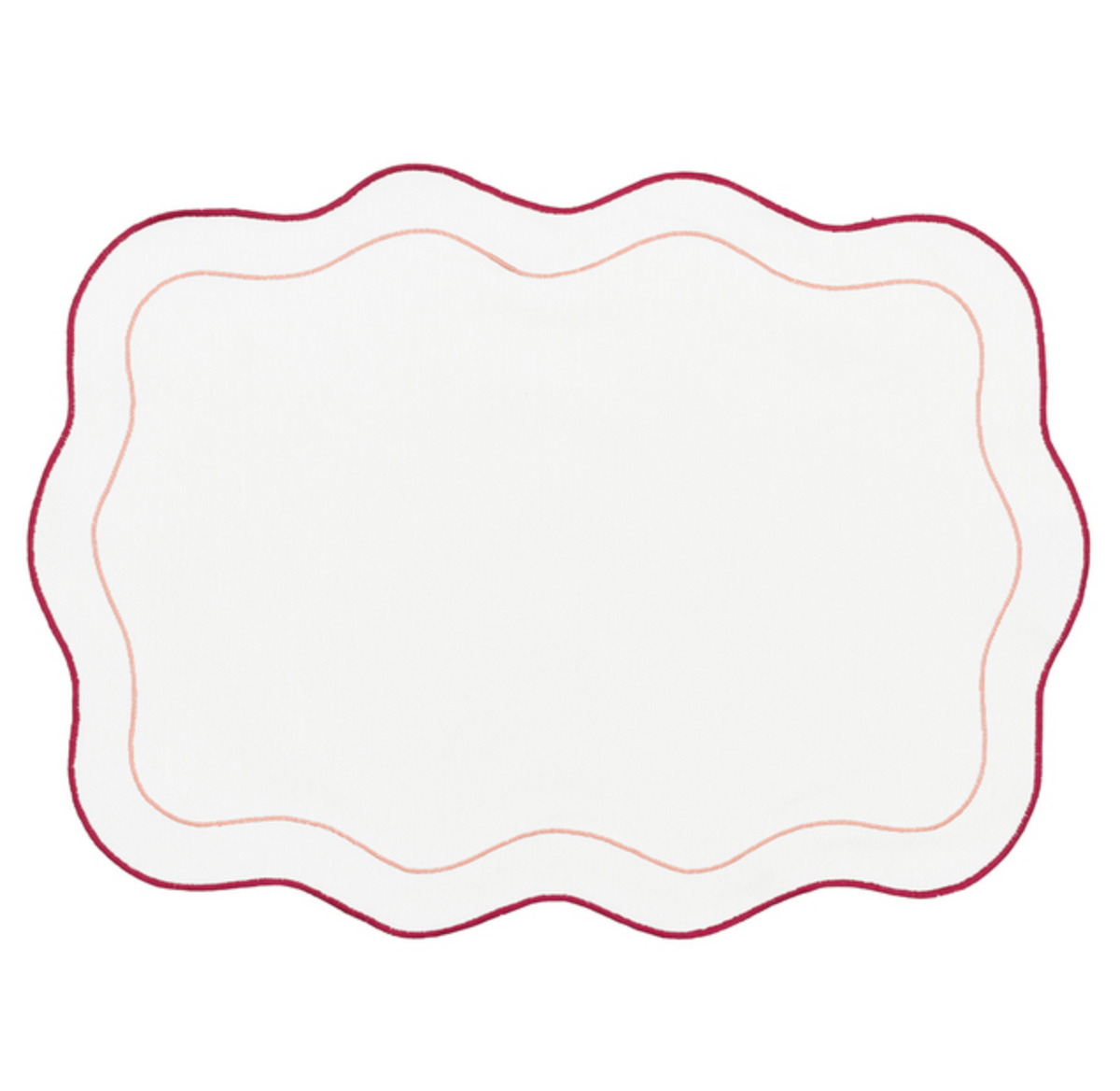 Sardenha Waterproof Placemat Off White with Burgundy and Rose