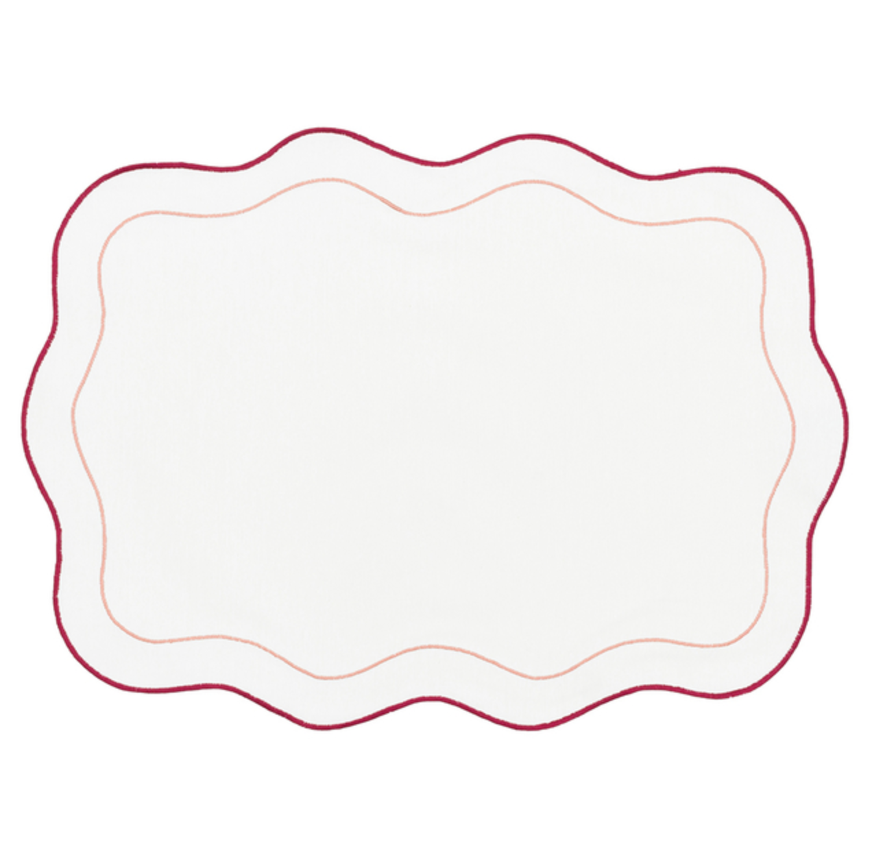 Sardenha Waterproof Placemat Off White with Burgundy and Rose