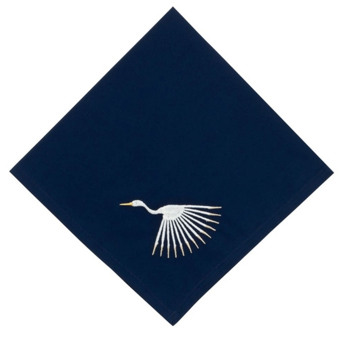 Navy Napkin with Heron embroidery