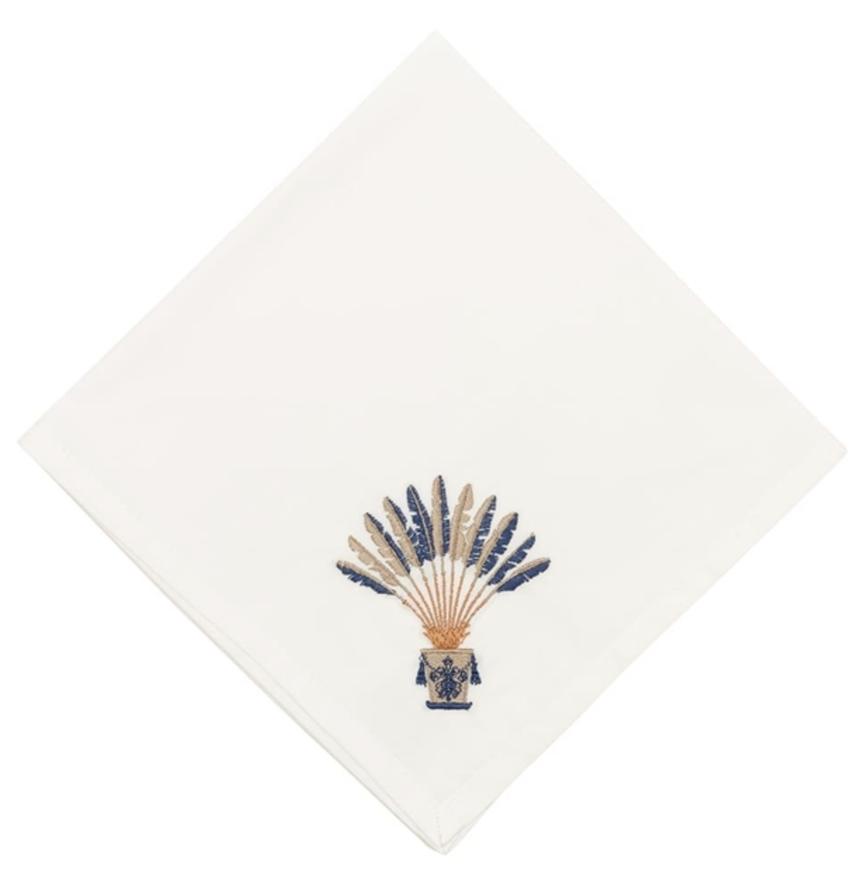 Napkin Off White Navy Palm Vase