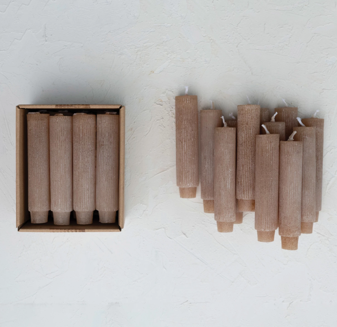 Unscented Pleated Taper Candles in Box