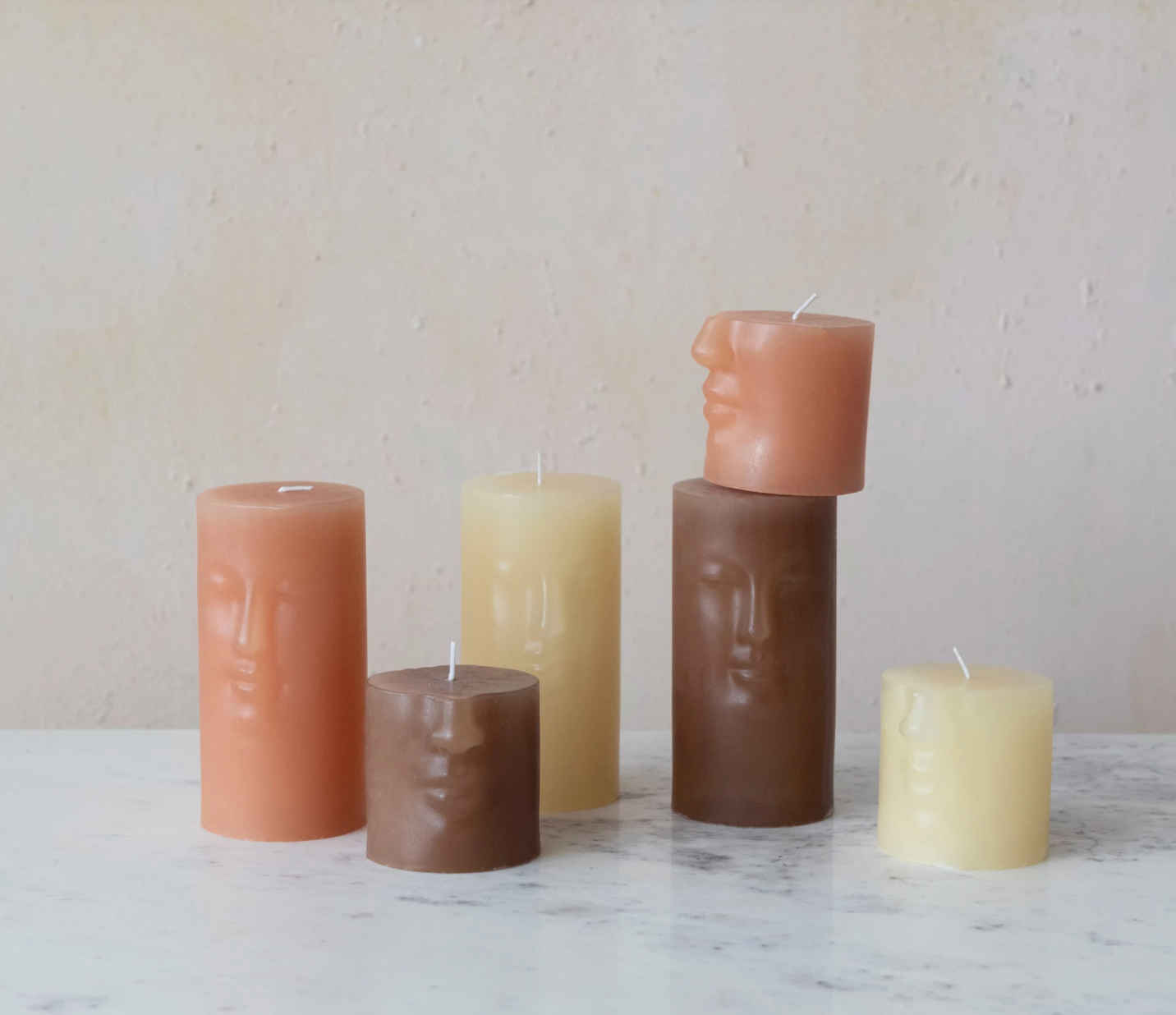 Unscented Face Pillar Candle