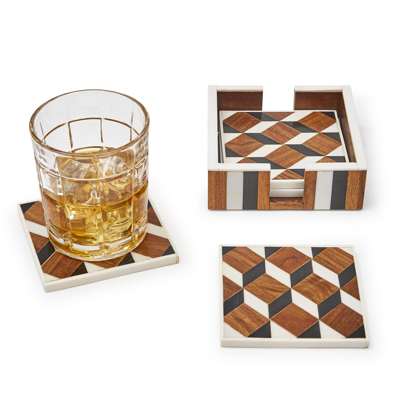 Square Coasters in Holder