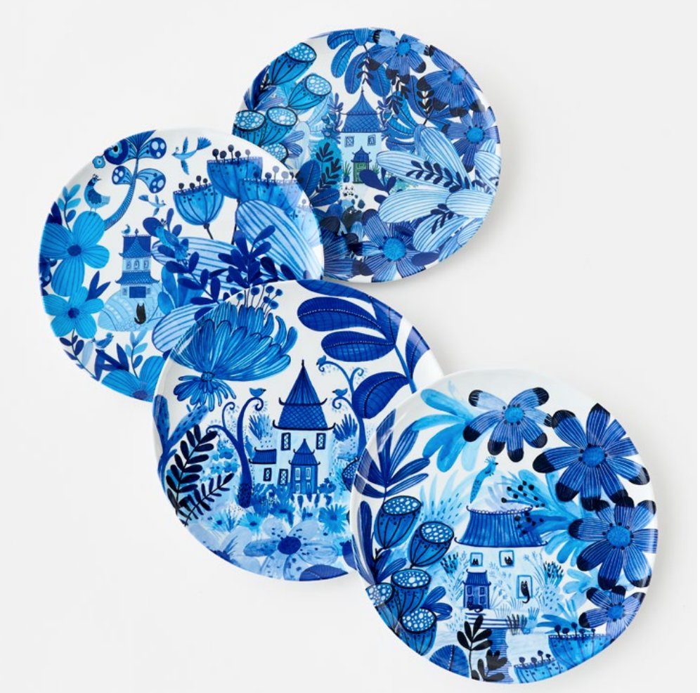 Blue And White Handmade Plate