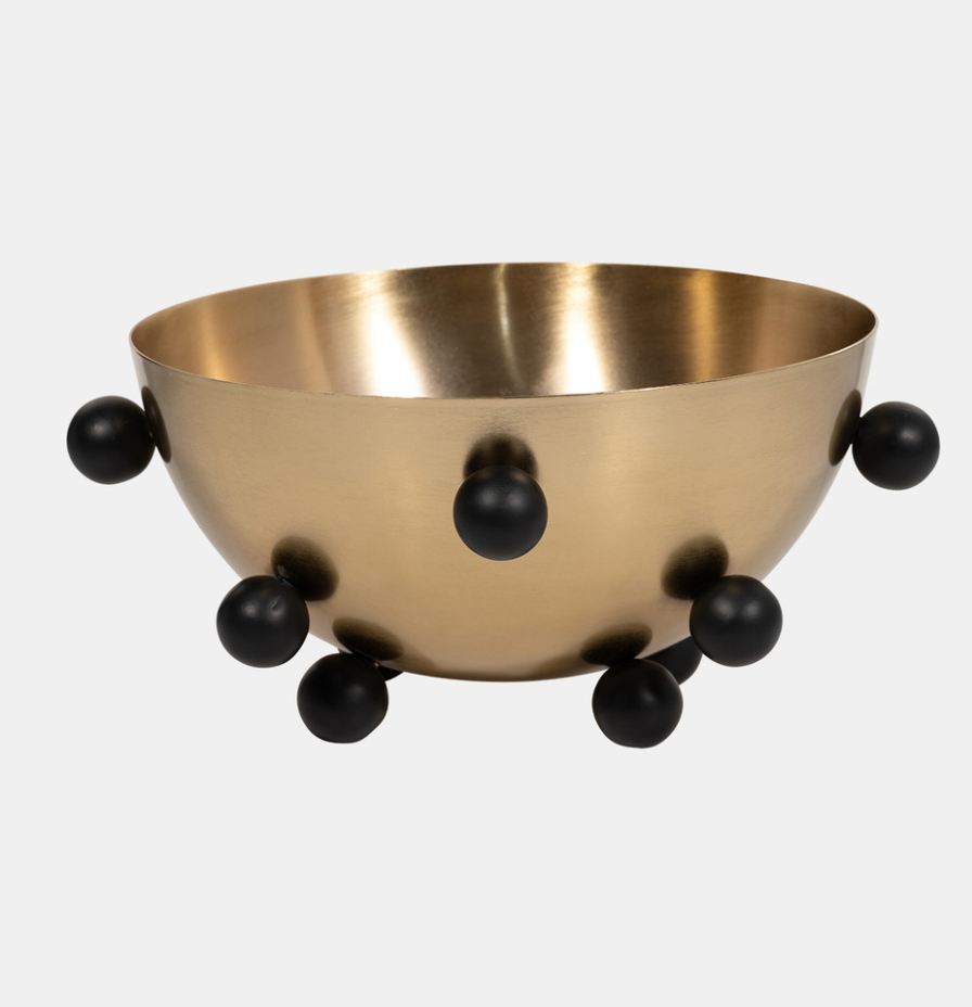 Metal Bubble Bowl, In Gold/Black