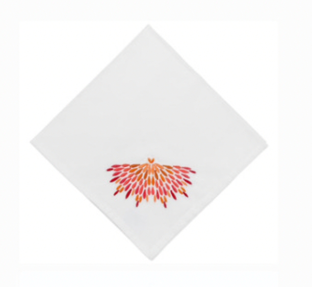 Napkin Off White - Butterfly orange
