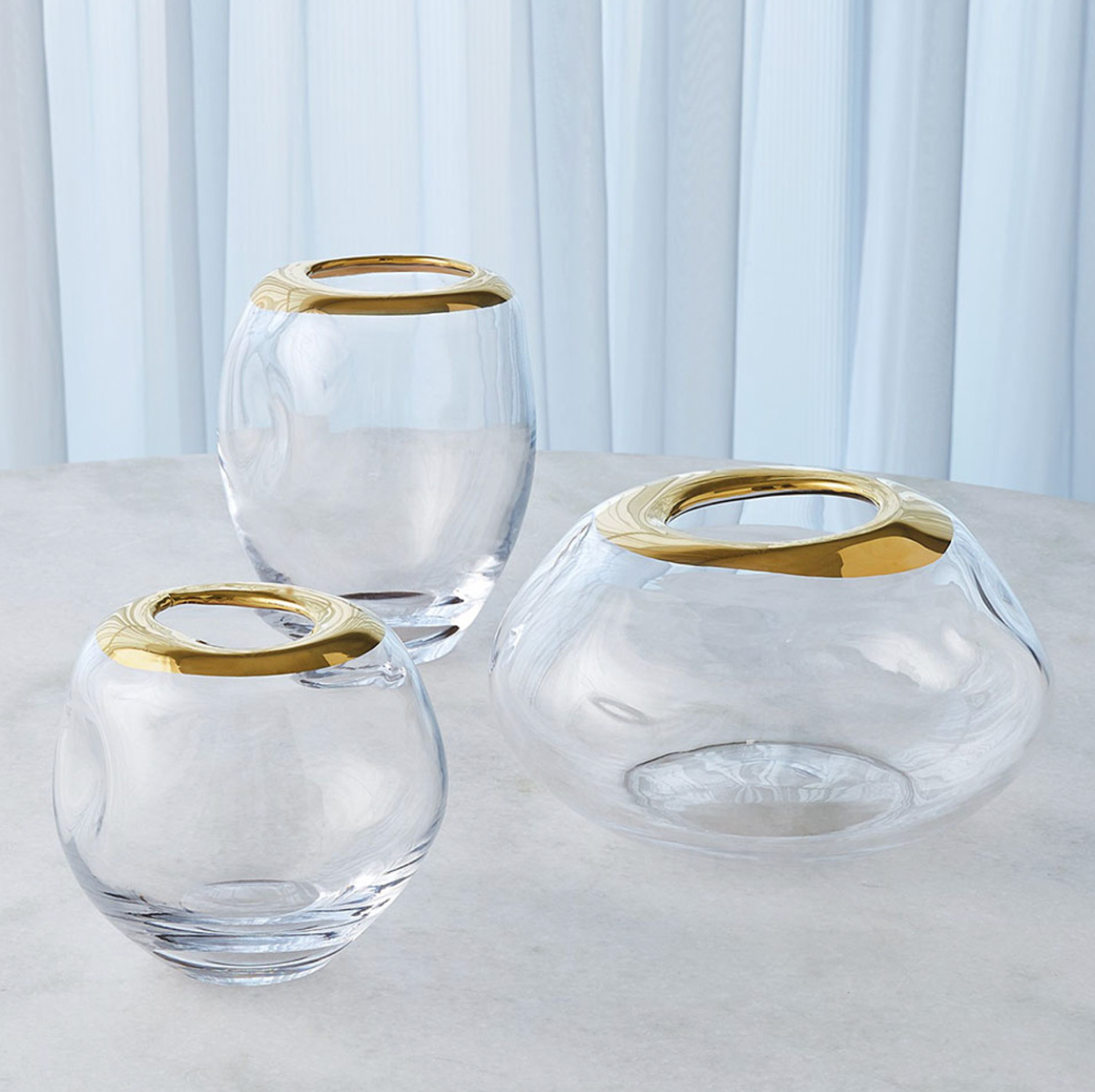 Organic Formed Vase Gold Rim Large