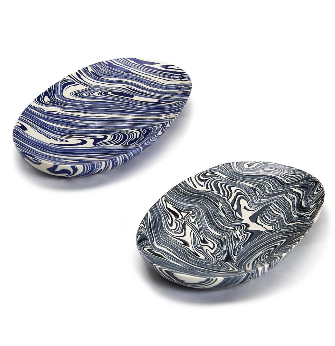 Marble Oval Tray Navy