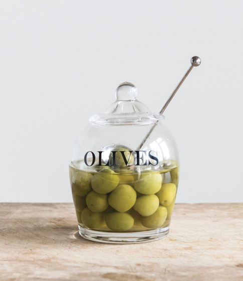 Glass Jar with Slotted Spoon