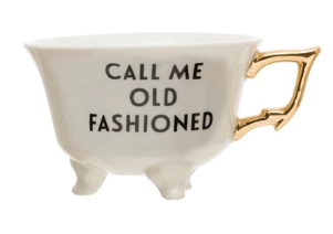 Stoneware Footed Teacup with Saying