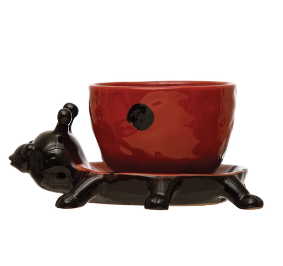 Stoneware Ladybug Planter