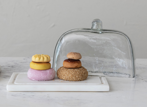 Glass Cloche with White Marble Base