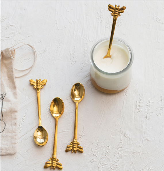 Brass Spoons w Bees Set