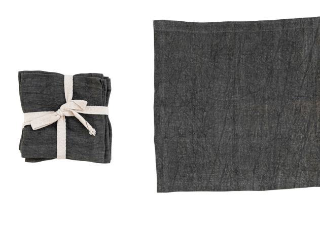 Linen Cocktail Napkins Black