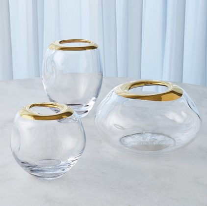 Organic Formed Vase Gold Rim Large