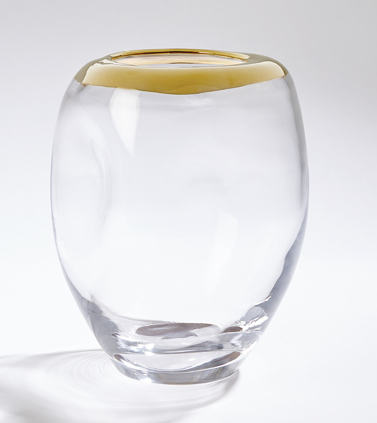 Organic Formed Vase Gold Rim Medium