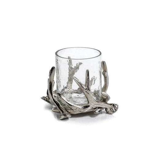 Antler Design Metal & Glass Candleholder