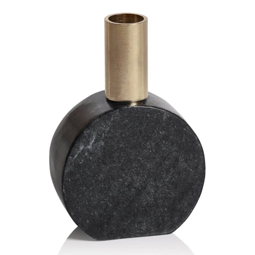 Marikina Black Marble Candle Holder- Round