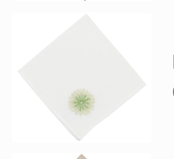Linen Napkin Off White Green Daisy