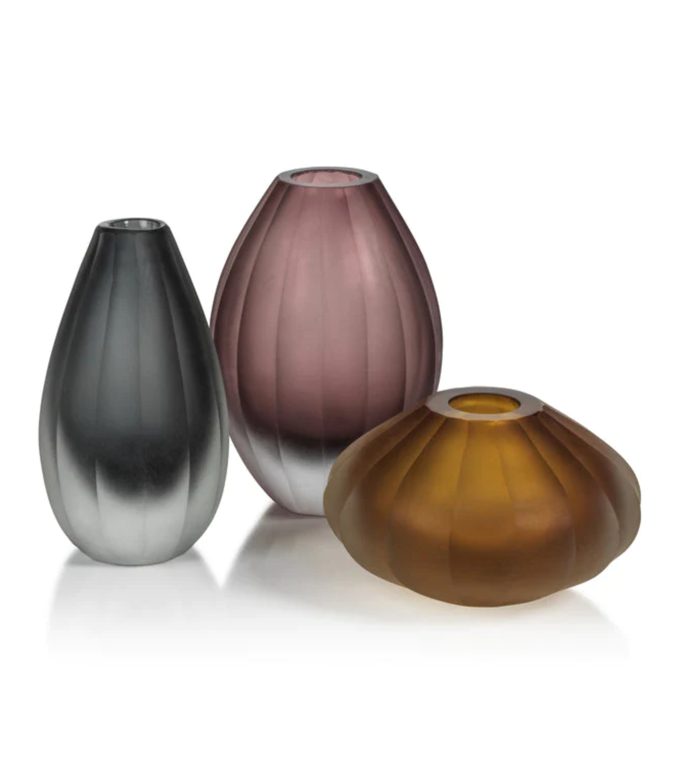 Milano Cut Frosted Vase SMOKE 2.75 X7.75