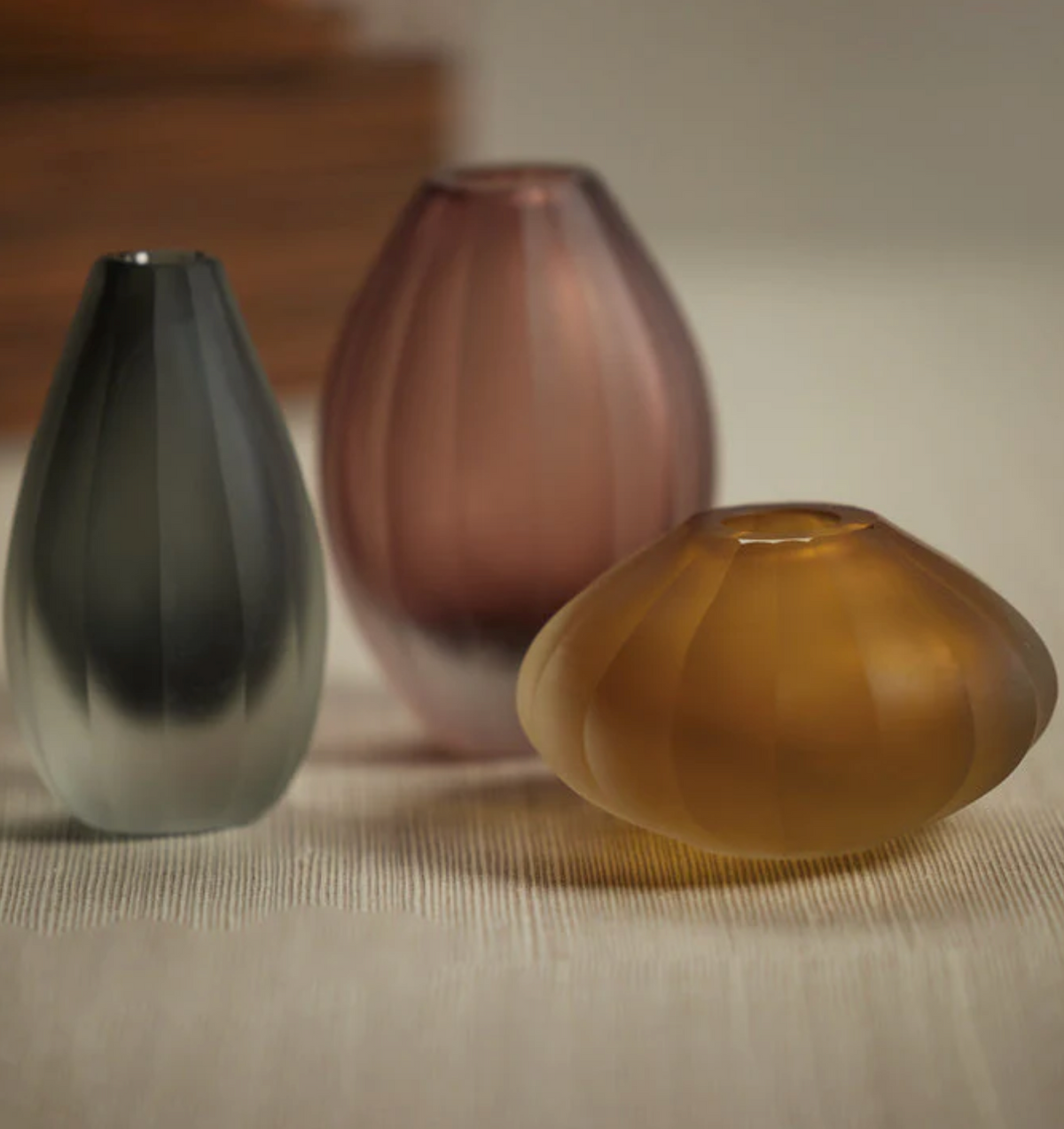 Milano Cut Frosted Vase SMOKE 2.75 X7.75