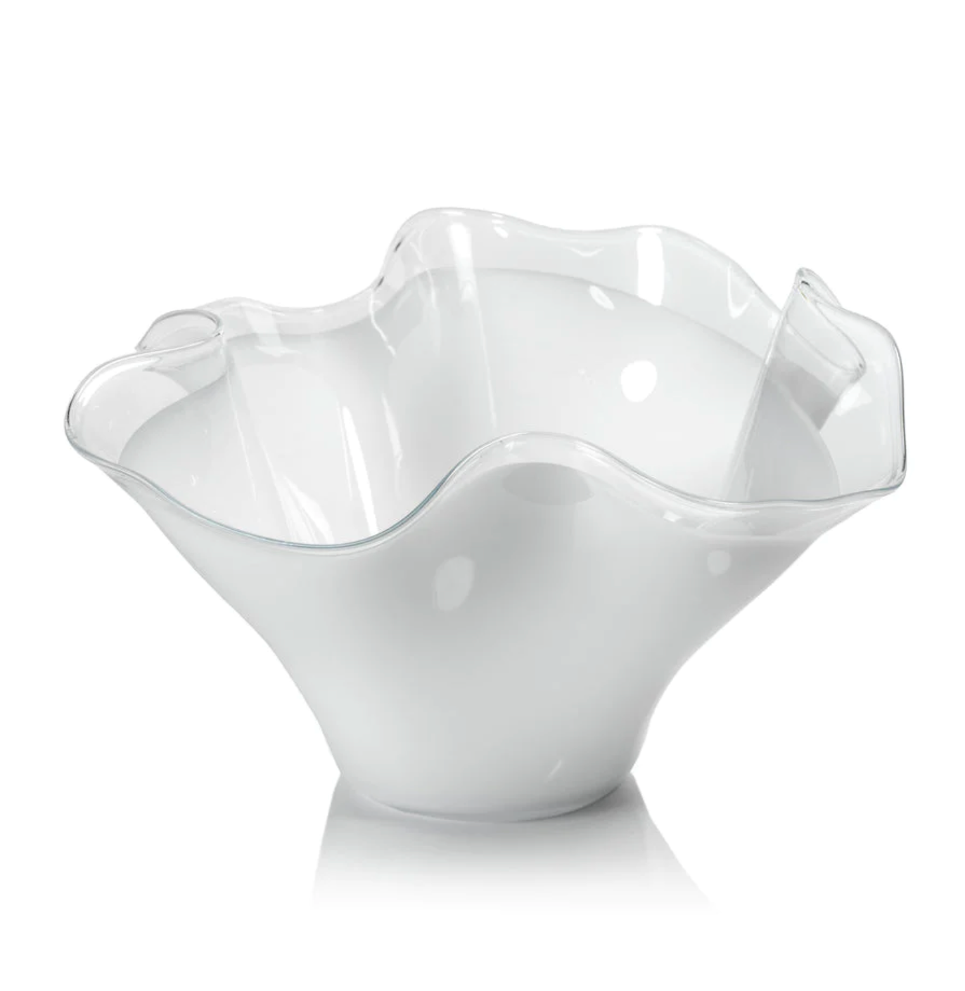 Tropezana Tall Wave Glass Bowl, White