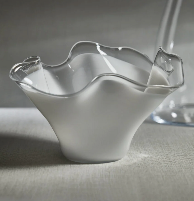 Tropezana Tall Wave Glass Bowl, White