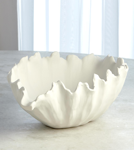 Organic Wave Oval Bowl White Sm