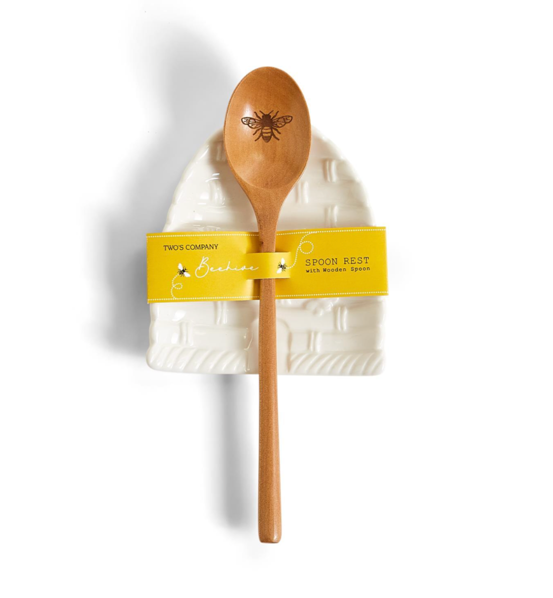 Bee Skep Spoon Rest W/Wooden Spoon
