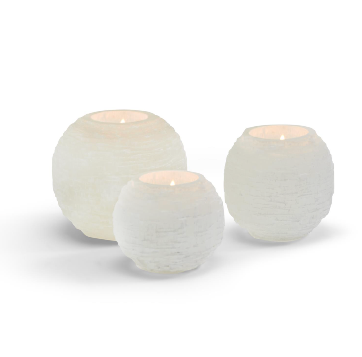 Glaciers Selenite Crystal Sphere Candleholder