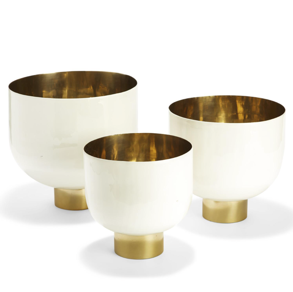 Dec. White Bowls w/Gold Base - S