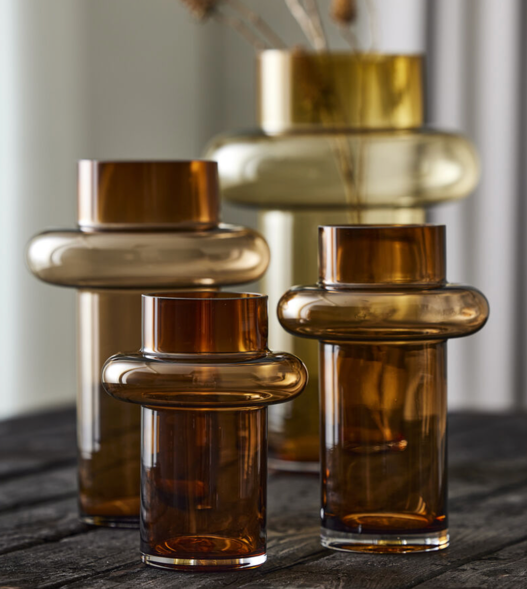 Vase Tube Amber Glass