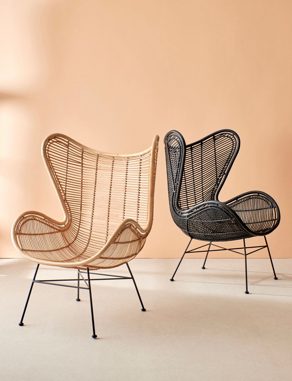 Chair Natural Rattan or Iron Black