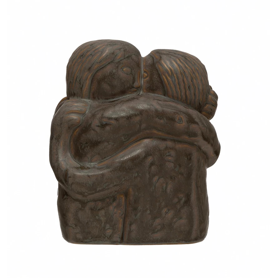 Stoneware Hugging Figures Reactive Glaze