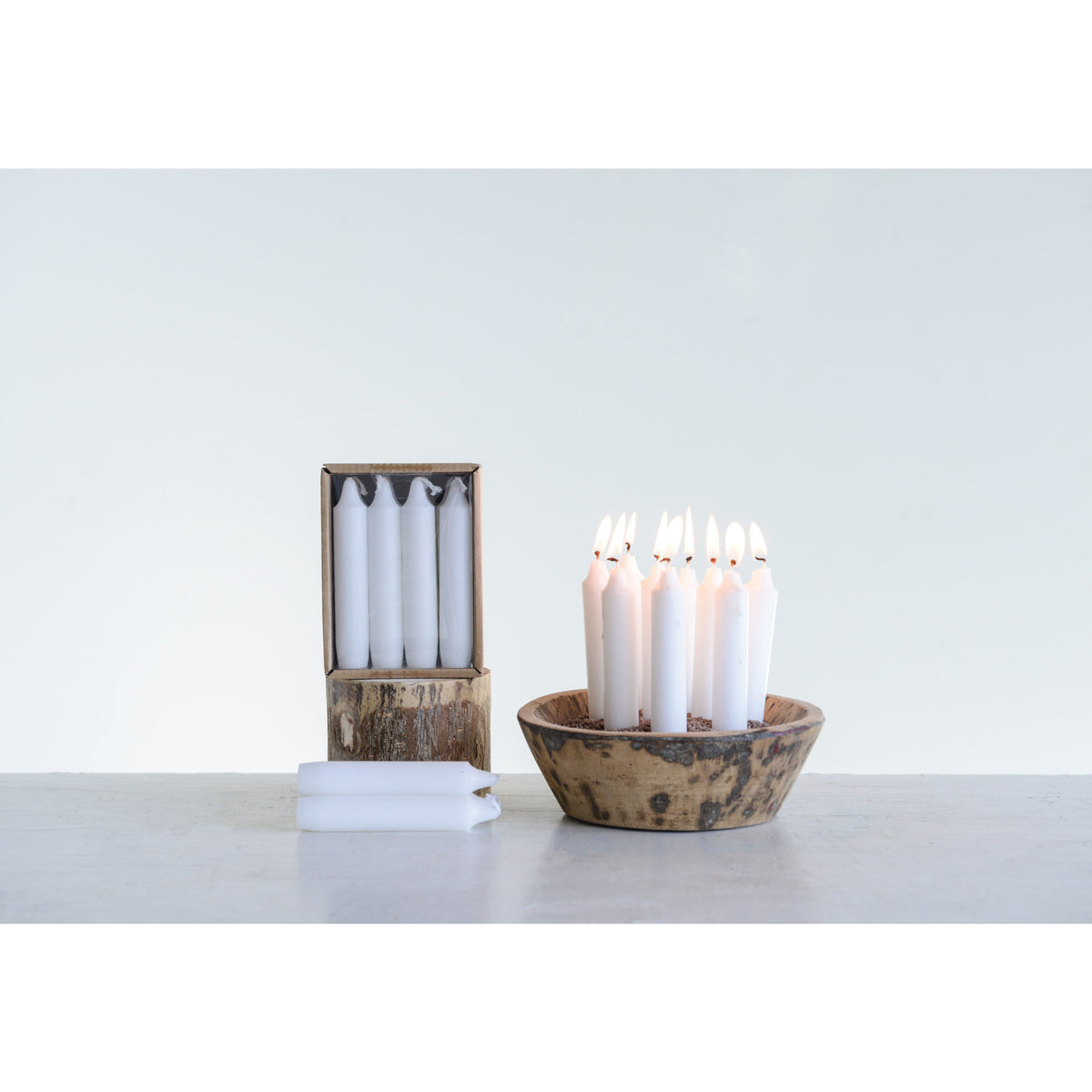 Unscented Short Taper Candles White