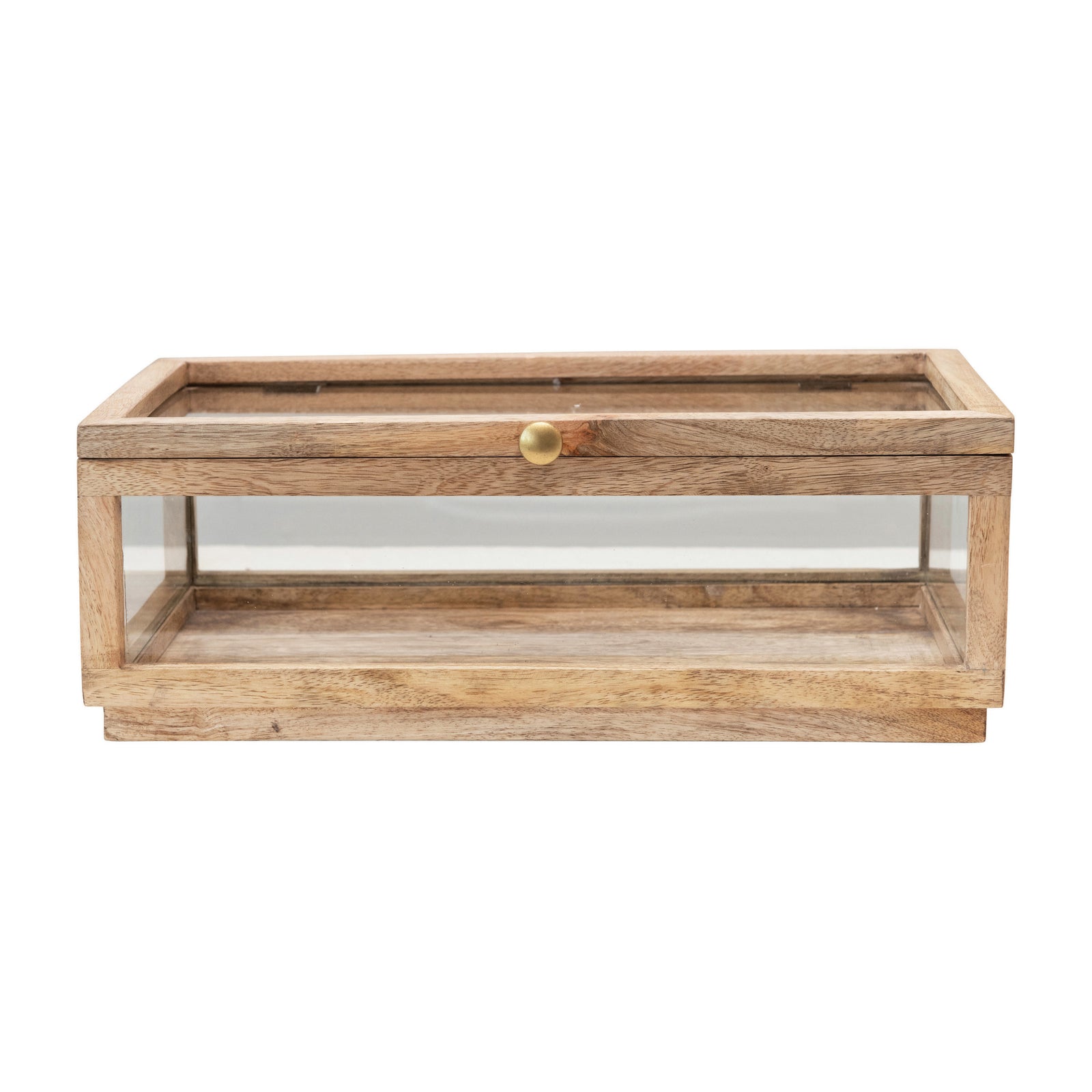 Mango Wood & Glass Display Box with Lid